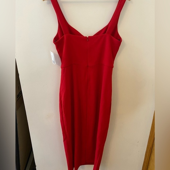 NWT Aqua Cherry Red Twist Front Cutout Midi Dress - Picture 2 of 5